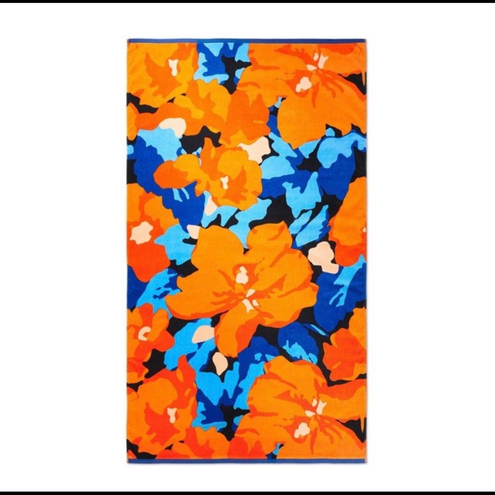 Tabitha Brown X Target - Floral Printed Beach Towel Orange/Blue